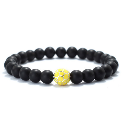 Minimālisma 8 krāsu futbola rokassprādze vīriešiem 8 mm oniksa akmens krelles, sporta entuziastu aksesuāri pludmales sērfošanas rotaslietas