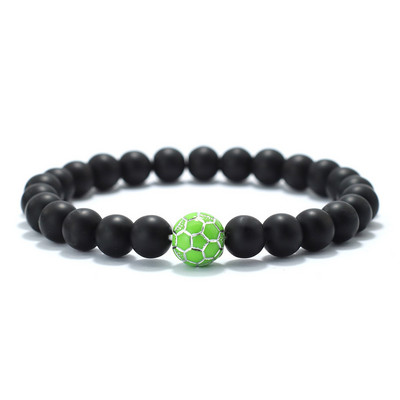 Minimālisma 8 krāsu futbola rokassprādze vīriešiem 8 mm oniksa akmens krelles, sporta entuziastu aksesuāri pludmales sērfošanas rotaslietas