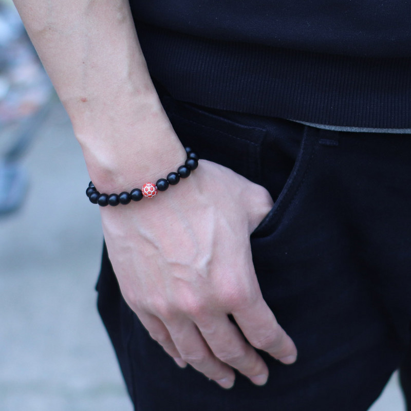 Minimālisma 8 krāsu futbola rokassprādze vīriešiem 8 mm oniksa akmens krelles, sporta entuziastu aksesuāri pludmales sērfošanas rotaslietas