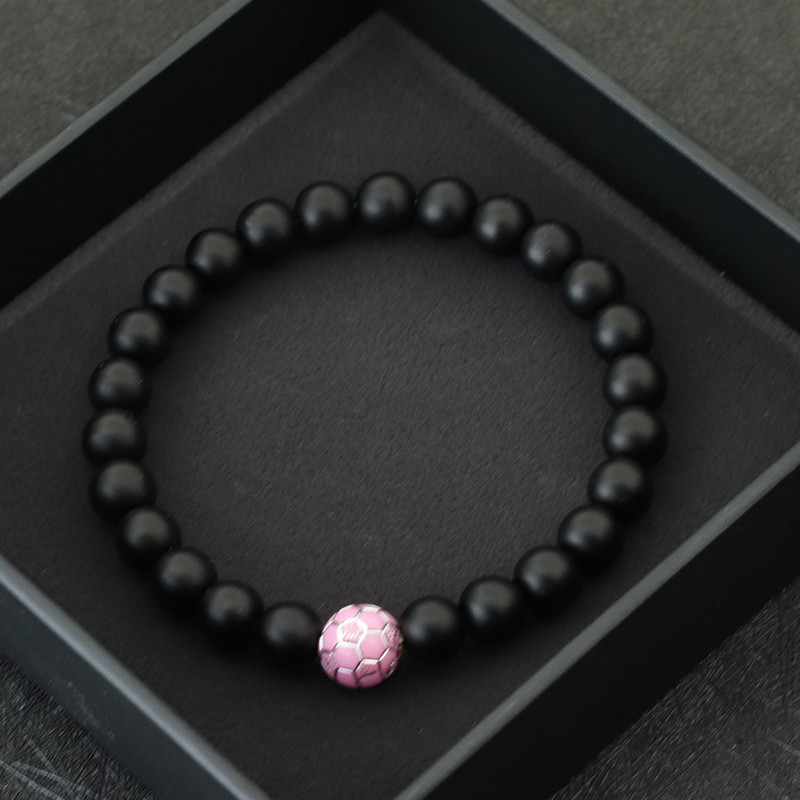 Minimālisma 8 krāsu futbola rokassprādze vīriešiem 8 mm oniksa akmens krelles, sporta entuziastu aksesuāri pludmales sērfošanas rotaslietas