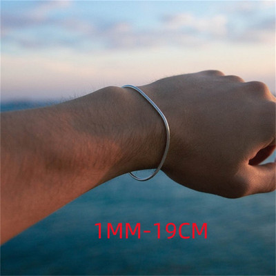 Klassikalised õhukesed ussiketi käevõrud meestele Hõbedase värviga roostevabast terasest lingiga käevõru homaarist nööbiga Paaride ehted