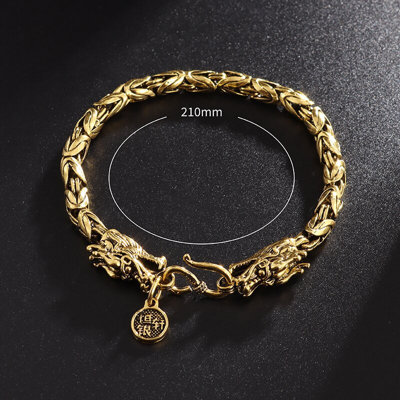 Etninio pankroko sidabro spalvos metalo drakono apyrankė vyriška apyrankė motociklo motociklininko papuošalai dovana