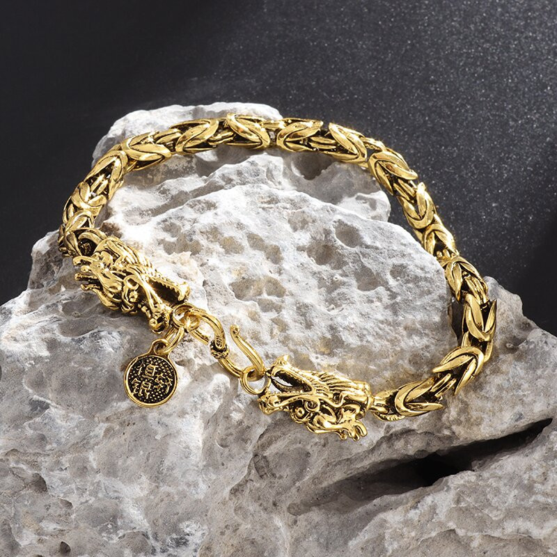 Etninio pankroko sidabro spalvos metalo drakono apyrankė vyriška apyrankė motociklo motociklininko papuošalai dovana