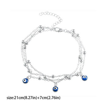 Нов летен плаж Turski Demon Blue Eye Charm Anklet за жени Бохемски мъниста Верига за крака Женски боси бижута Подарък