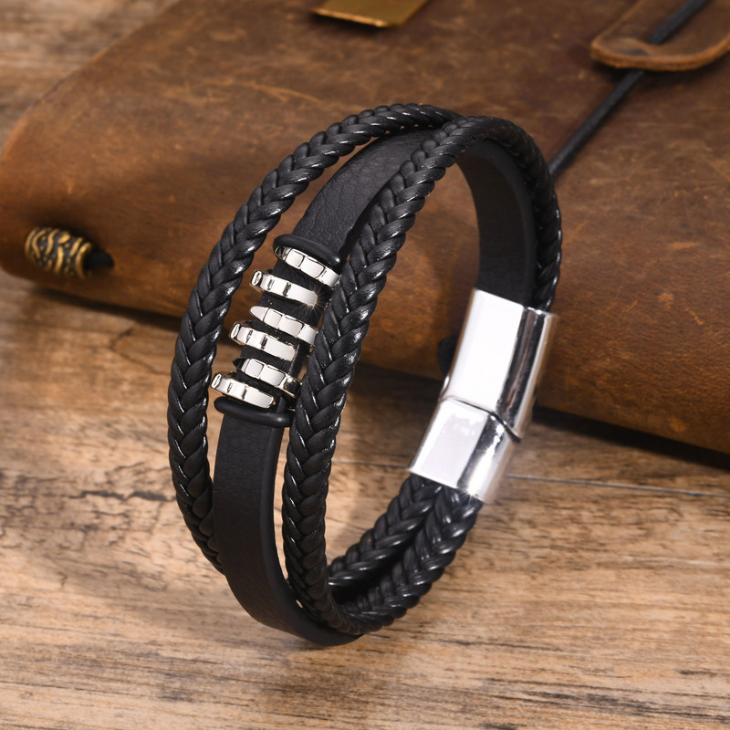 „Mprainbow“ sukrautos nagų apyrankės vyrams berniukams, žavinga kelių sluoksnių odinė virvinė apyrankė, nauja madinga papuošalai dovana jam