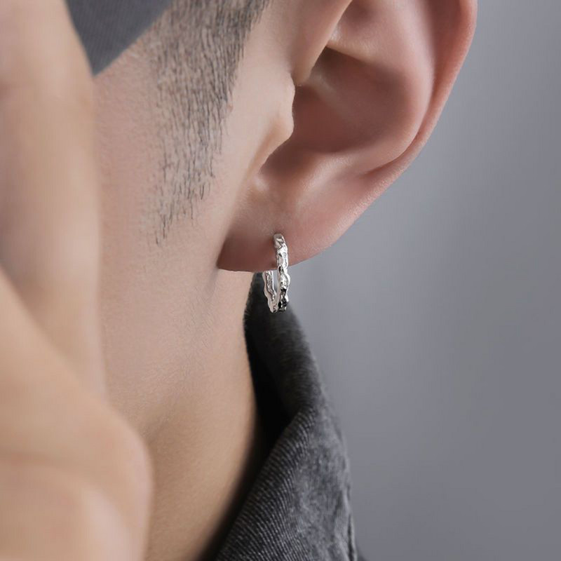 Klasisks vīriešu nerūsējošā tērauda stīpa ģeometriski neregulāras auss sprādzes hip-hop auskari tīņiem zēniem auskari panku ausu rotaslietas
