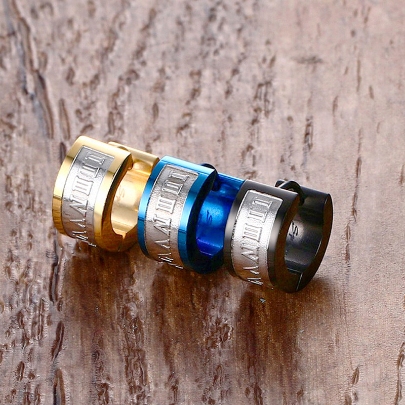 Vnox Rooma numbriga kõrvarõngad meestele Väikesed roostevabast terasest kõrvarõngad Brincos Unisex ehted