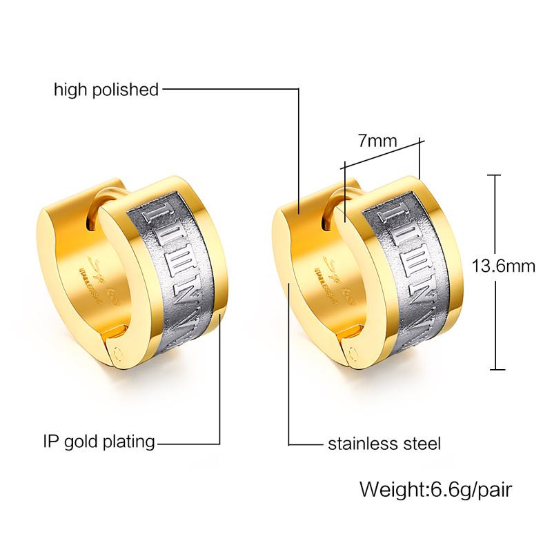 Vnox Rooma numbriga kõrvarõngad meestele Väikesed roostevabast terasest kõrvarõngad Brincos Unisex ehted