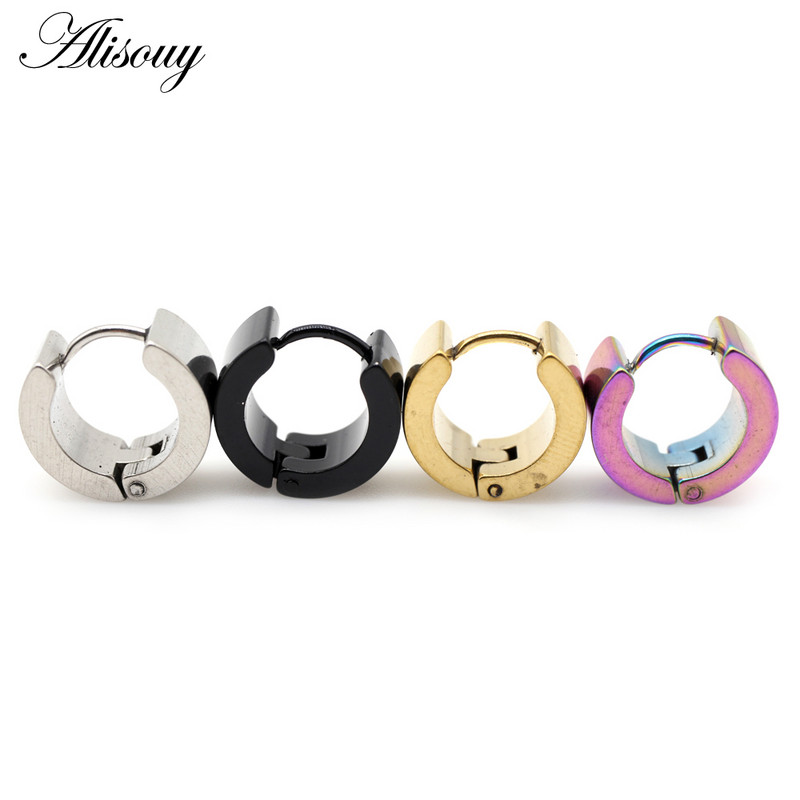 Alisouy 2vnt 7*9mm Unikalūs madingi moteriški papuošalai Punk nerūdijančio plieno Huggies Maži apskritimai auskarai moterims Vyriški papuošalai