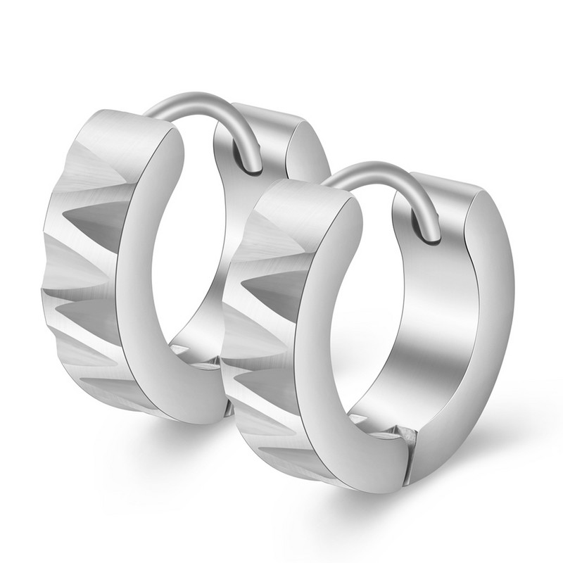 Mieli auskarai su žiedais vyrams Punk nerūdijančio plieno Huggie maži auskarai, 3 spalvų