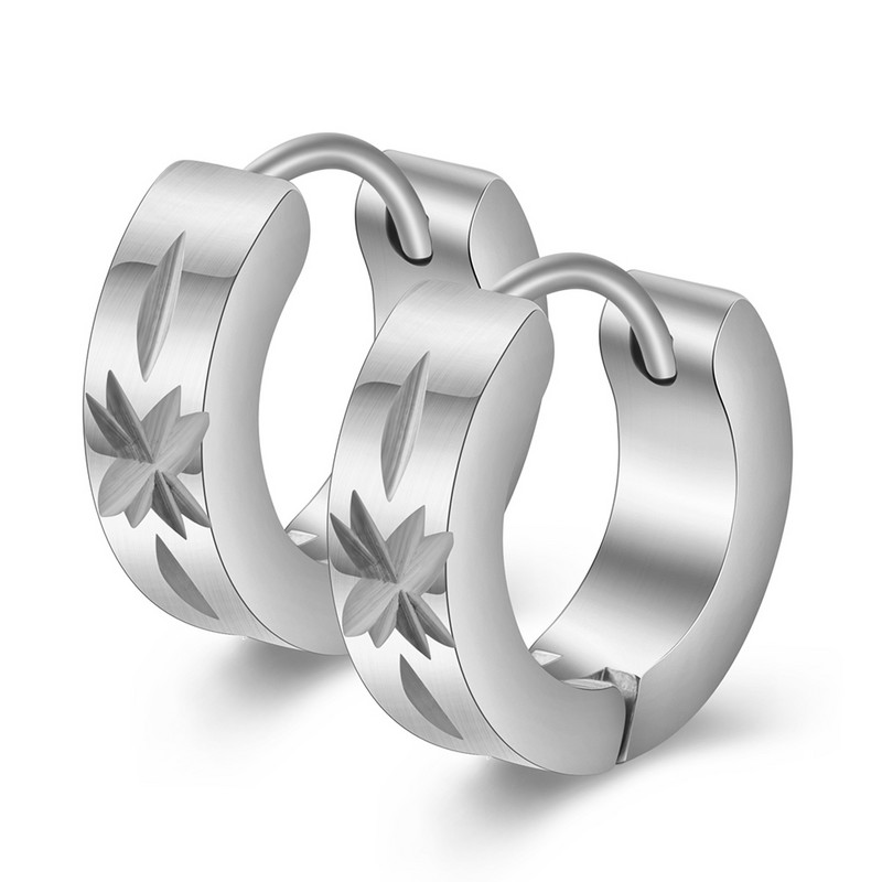 Mieli auskarai su žiedais vyrams Punk nerūdijančio plieno Huggie maži auskarai, 3 spalvų