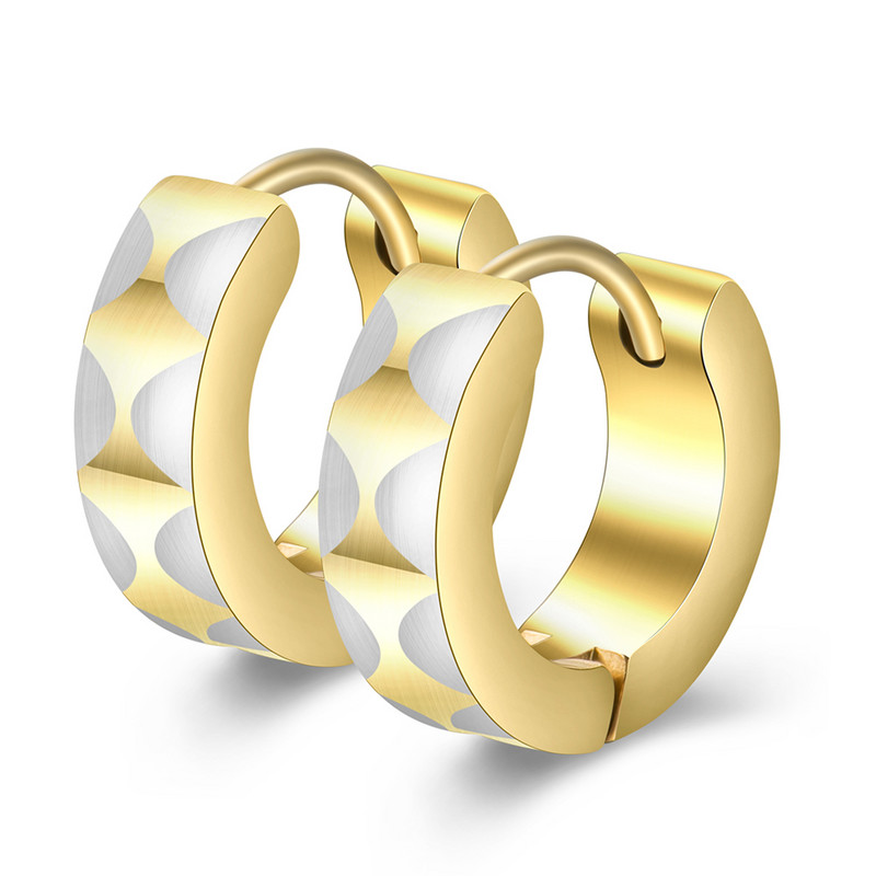 Mieli auskarai su žiedais vyrams Punk nerūdijančio plieno Huggie maži auskarai, 3 spalvų