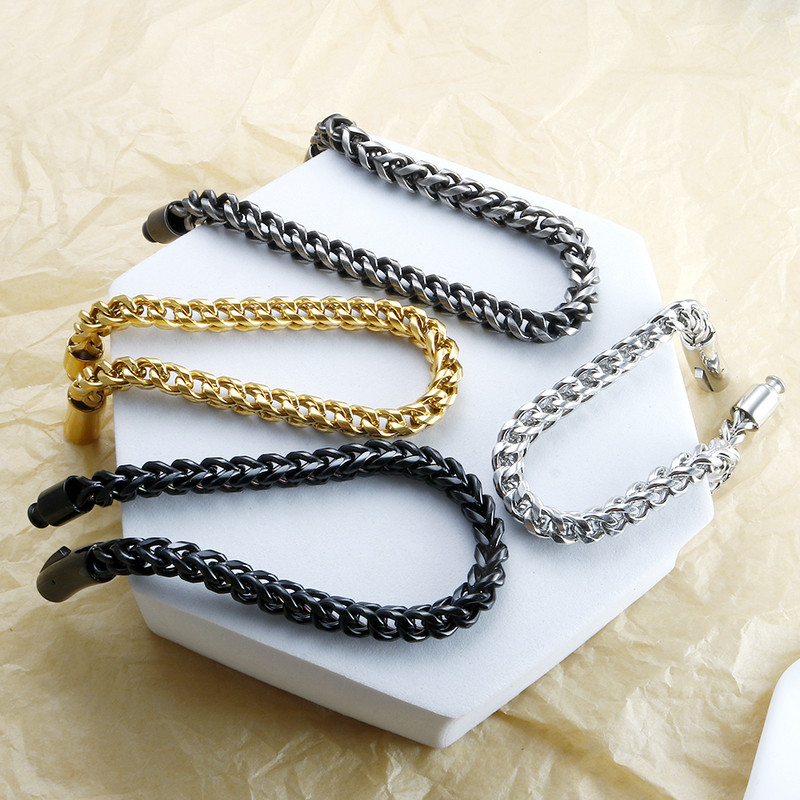 Vintažinis 7 mm storas gėlių krepšelis, grandinėlė, apyrankė, nerūdijančio plieno, apyrankės, vyriškos apyrankės, atsitiktiniai vyriški papuošalai