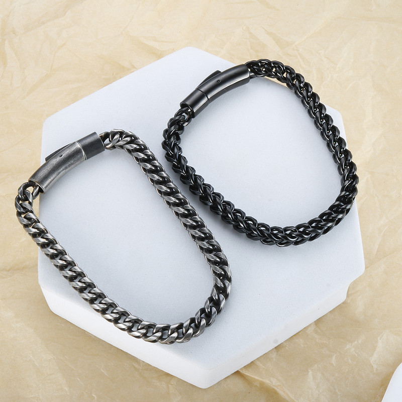 Vintažinis 7 mm storas gėlių krepšelis, grandinėlė, apyrankė, nerūdijančio plieno, apyrankės, vyriškos apyrankės, atsitiktiniai vyriški papuošalai