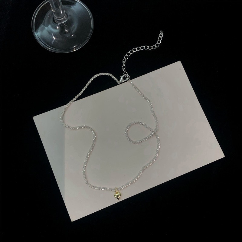 2024. aasta populaarne hõbedase värvi sädelev rangluukett Choker südamega kaelakee kaelarihm naistele ehted pulmapeo sünnipäevakingitus