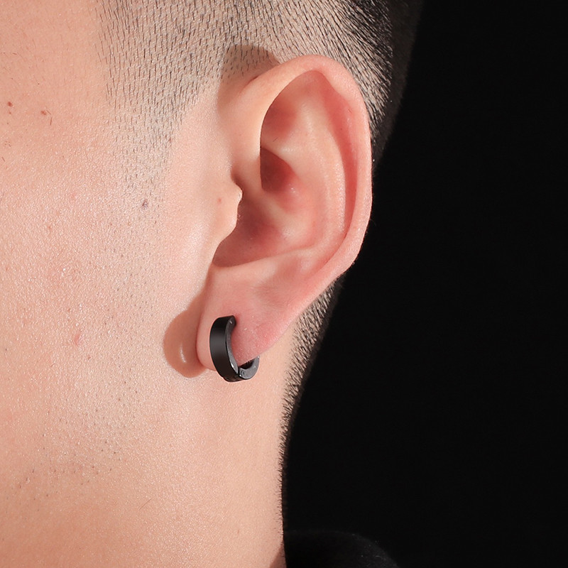 1paar punk-roostevabast terasest ümmargused ümmargused rõngaskõrvarõngad naistele, mitte tuhmuvad kõrvarõngad Hip-hop meeste ehted