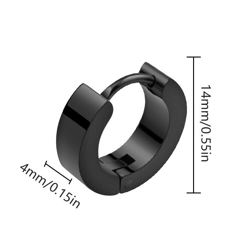 1paar punk-roostevabast terasest ümmargused ümmargused rõngaskõrvarõngad naistele, mitte tuhmuvad kõrvarõngad Hip-hop meeste ehted