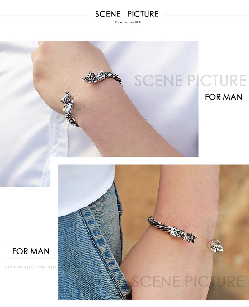 Skyrim Vintage dupla lófej mandzsetta karkötők indiai állatok ékszer karkötő vallásos férfi karszalag karkötők ajándékba