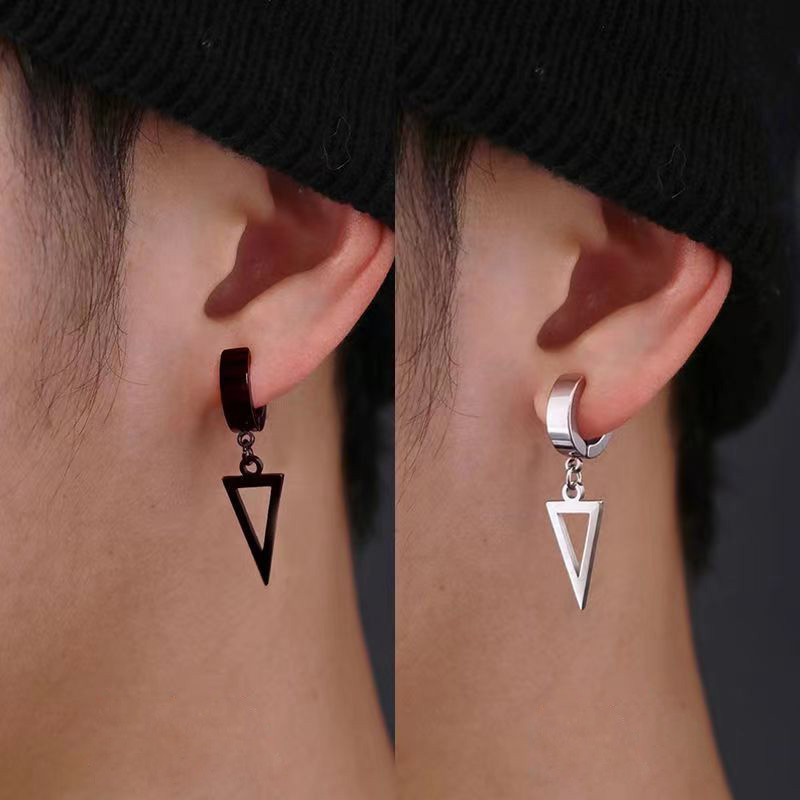 1 pora plieno/juodos spalvos kryžminiai pakabinami auskarai vyrams, moterims, nerūdijančio plieno populiaraus stiliaus kolekcija, hiphopo papuošalai