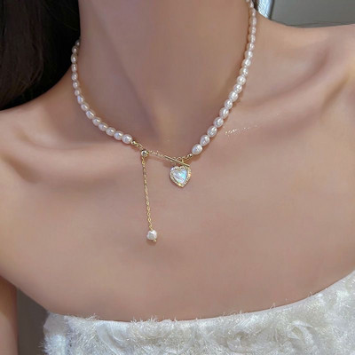 2023 m. naujos mados Kpop Pearl Choker karoliai Mieli dvigubo sluoksnio kvadratiniai pakabukai su karoliukais karoliai moterims, papuošalams, mergaitei