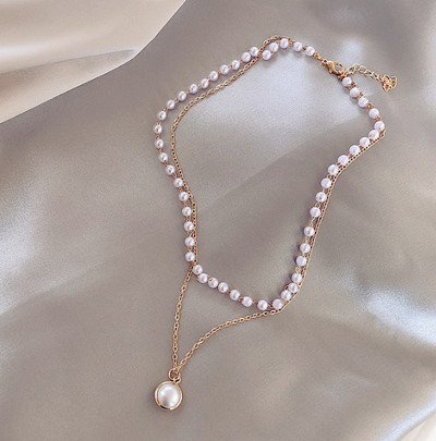 2023 m. naujos mados Kpop Pearl Choker karoliai Mieli dvigubo sluoksnio kvadratiniai pakabukai su karoliukais karoliai moterims, papuošalams, mergaitei