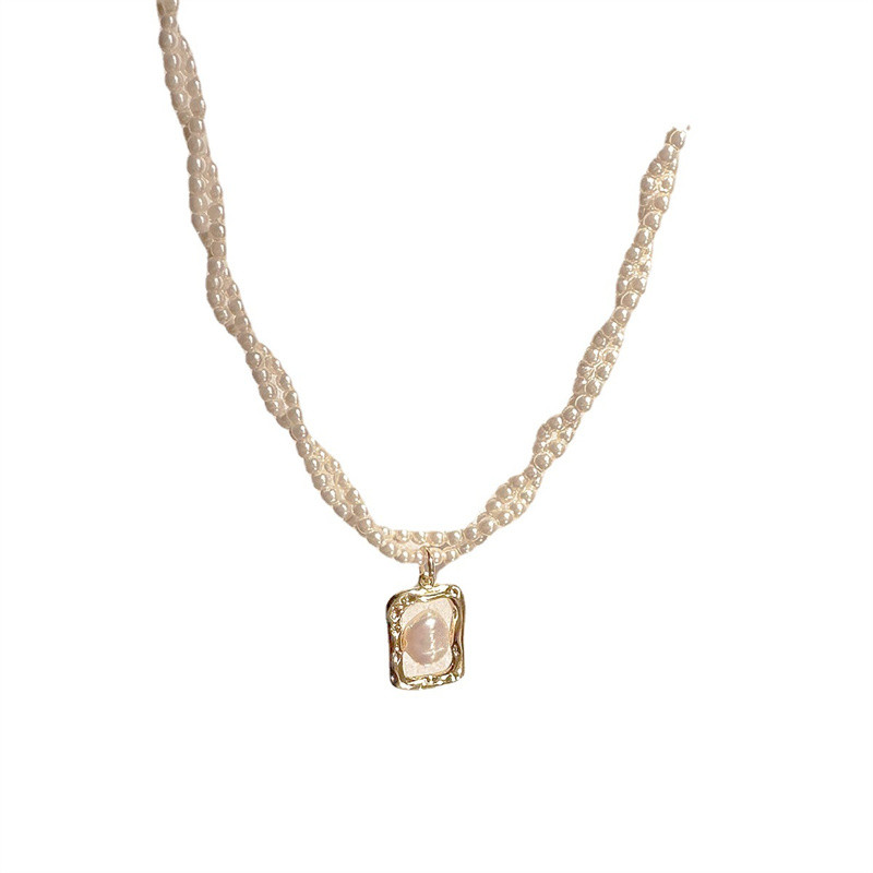 2023 m. naujos mados Kpop Pearl Choker karoliai Mieli dvigubo sluoksnio kvadratiniai pakabukai su karoliukais karoliai moterims, papuošalams, mergaitei