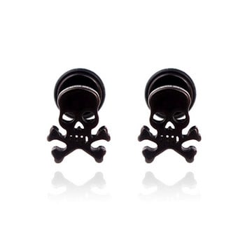 1 ζευγάρι Μαύρα γοτθικά σκουλαρίκια με καρφιά πολλαπλών στυλ για άντρες Γυναικεία δημιουργικά αστεία κοσμήματα χιπ χοπ από ανοξείδωτο ατσάλι