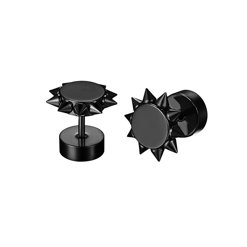 1 pora kelių stilių juodų gotikinių auskarų, skirtų vyrams, moterims, nerūdijančio plieno, kūrybingi, juokingi hiphopo šaunūs auskarai