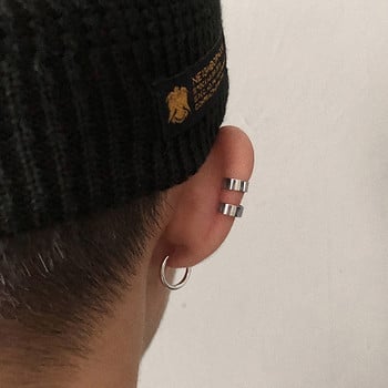 Корейски мъжки маншет за уши Модни обеци с щипка от титанова стомана за мъже, единични щипки за уши без пробити уши Бижута от неръждаема стомана