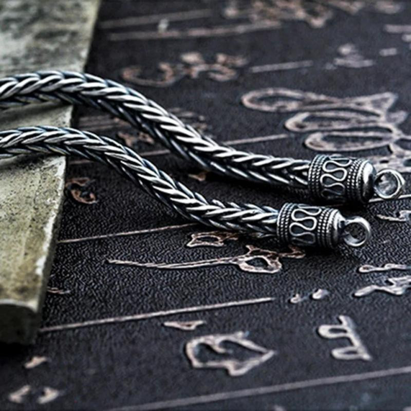 Sidabruota pinti susukta grandinėlė Vyriška vintažinė paprasta lapės uodegos grandinėlė rankogalių apyrankė kasdienė juvelyrinė dovana