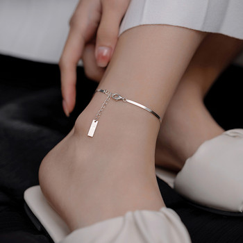 ZAKOL Simple Tag Ασημί Χρώμα Snake Bone Blade Anklet 2023 New Summer Light Luxury Versatile Ins Jewelry