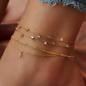 „Vienkim“ naujos vintage kryžiaus pakabos širdies kulkšnys moterims Daugiasluoksniai karoliukai, grandinėlė „Anklet“ 2020 m. apyrankė ant kojos pėdos paplūdimio papuošalai