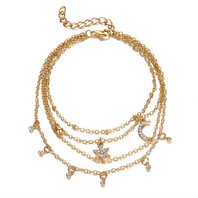 „Vienkim“ naujos vintage kryžiaus pakabos širdies kulkšnys moterims Daugiasluoksniai karoliukai, grandinėlė „Anklet“ 2020 m. apyrankė ant kojos pėdos paplūdimio papuošalai