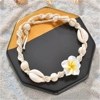 Bohemia Conch Beads Braiding Gleszens Сладка малка маргаритка Flower Foot Veriga за жени Момичета Summer Beach Charm Гривна Аксесоари