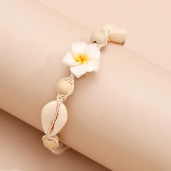 Bohemia Conch Beads Braiding Gleszens Сладка малка маргаритка Flower Foot Veriga за жени Момичета Summer Beach Charm Гривна Аксесоари