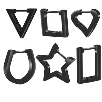 Μόδα γοτθικό τρίγωνο τετράγωνο Unisex Punk Rock από ανοξείδωτο ατσάλι Ανδρικά Γυναικεία σκουλαρίκια αυτιού με τρυπημένα κουμπώματα με ωτοασπίδες