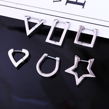 Μόδα γοτθικό τρίγωνο τετράγωνο Unisex Punk Rock από ανοξείδωτο ατσάλι Ανδρικά Γυναικεία σκουλαρίκια αυτιού με τρυπημένα κουμπώματα με ωτοασπίδες