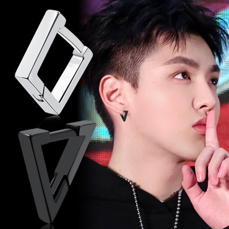 Mados gotikinis trikampis kvadratinis Unisex pankrokas nerūdijančio plieno Vyrai Moteriški auskarai Auskarai Praverta stumiama ausų kištuko sagtis