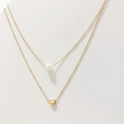 Uus kahekihiline kaelakee naistele Imiteeritud pärlikristallidest südameripats kaelakeed tüdrukutele kingitus Bohemia odavad ehted