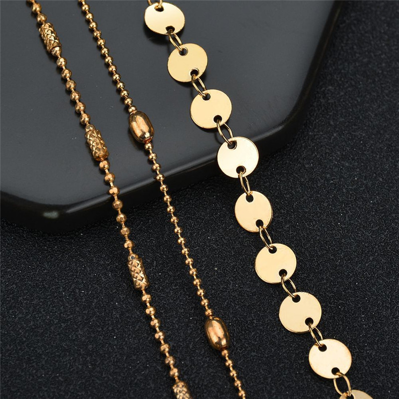 LETAPI Bohemian Γυναικείο ποδαράκι Ρετρό Χρυσό Χρώμα Χάντρες Αλυσίδα Παγιέτες Βραχιόλια Πολυστρωματικά Πόδια Αλυσίδας Πόδια Δώρα Κοσμήματα