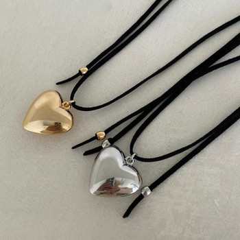 Μόδα Κρεμαστό Κολιέ Καρδιά με ρυθμιζόμενο κόμπο Bowknot Τσόκερ Κόσμημα με αλυσίδα με γραβάτα κοσμήματα Κομψό κολιέ με αλυσίδα από κλείδα