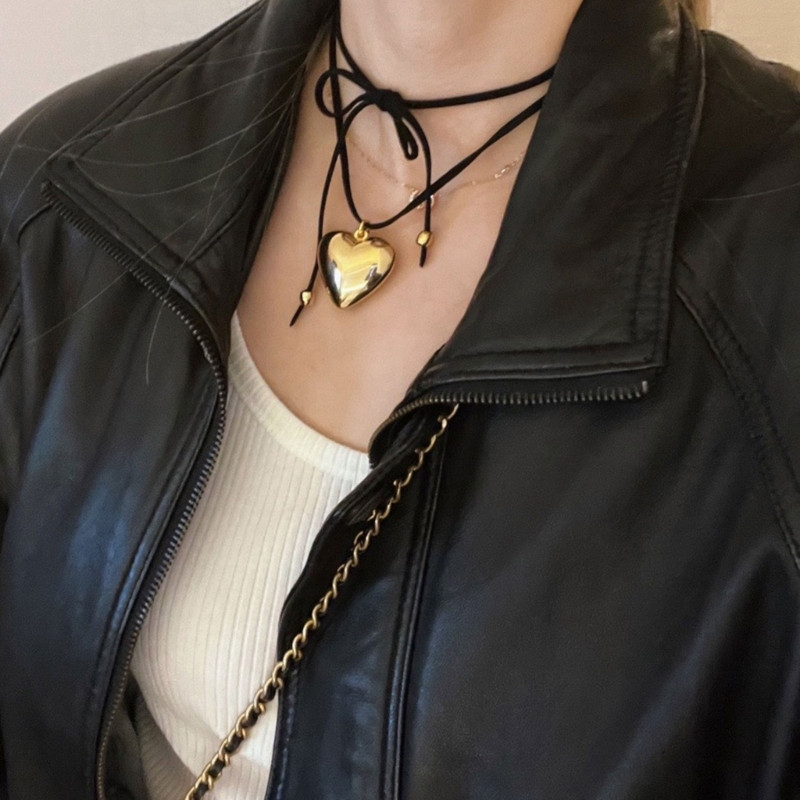 Moodne südameripats Kaelakee Reguleeritav sõlmega Bowknot Choker Kaelusside Keti Ehted Elegantne rangluu kett kaelakee