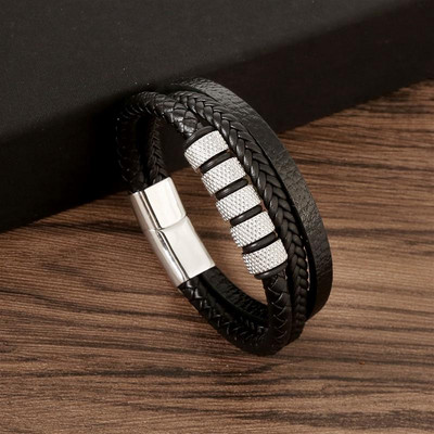 Kuum allahindlus Kvaliteetne nahast käevõru Meestele Klassikaline mood tiigrisilm helmestega mitmekihiline nahast käevõru meestele ehe kingitus