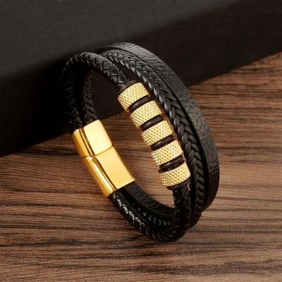 Kuum allahindlus Kvaliteetne nahast käevõru Meestele Klassikaline mood tiigrisilm helmestega mitmekihiline nahast käevõru meestele ehe kingitus