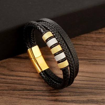 Kuum allahindlus Kvaliteetne nahast käevõru Meestele Klassikaline mood tiigrisilm helmestega mitmekihiline nahast käevõru meestele ehe kingitus