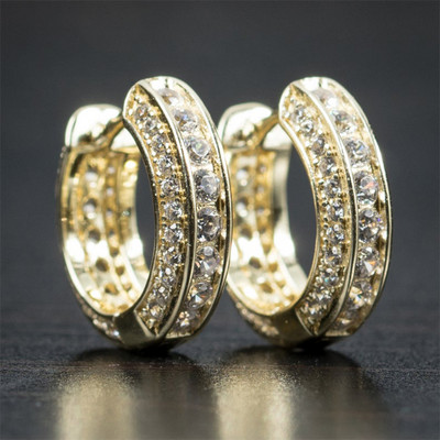 Iced Out Hoop Kõrvarõngad Cubic Zirconia Huggie kõhremansett Hüpoallergeensed Luksuslikud Ümarkõrvarõngad Meestele Ehted