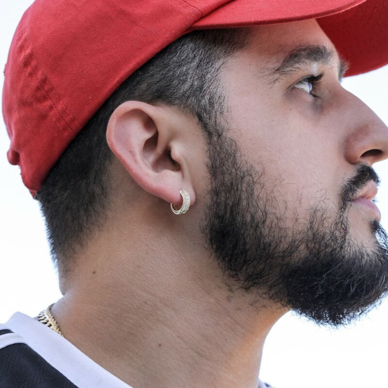 „Iced Out Hoop“ auskarai kubiniai cirkoniai „Huggie“ kremzlės rankogaliai hipoalergiški prabangūs madingi apvalūs auskarai vyrams papuošalai