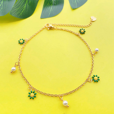 304 roostevabast terasest kaablikett jalavõru kullavärvi emailiga karikakra lill naistele suvine rannanäitus, 22 cm (8 5/8") pikk, 1 tükk