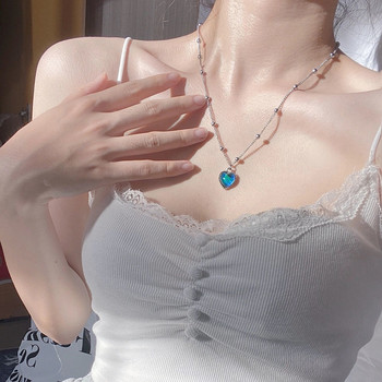 Γυναικείο κρεμαστό κολιέ καραμέλας που αλλάζει χρώμα καρδιάς Απλό σχέδιο σε θερμοκρασία ευαίσθητο πέτρα Ροδάκινο Choker Party Κοσμήματα