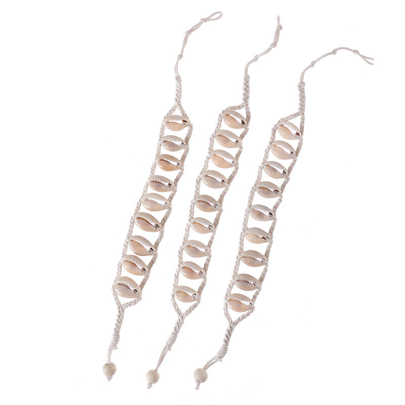 Vasaros rankų darbo dvigubo sluoksnio Boho natūralaus apvalkalo kulkšnys moterims paplūdimio virvių grandinėlė basomis kojomis apyrankė ant kojos kulkšnies